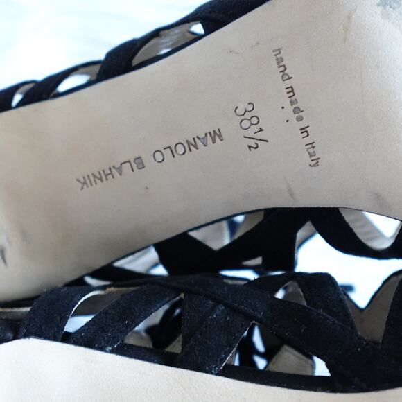 Manolo Blahnik Black Lace-Up Heels - Picture 12 of 12